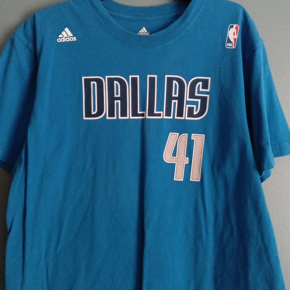 Adidas NBA Dallas Mavericks Dirk Nowitzki 41 Blue T-Shirt Men's